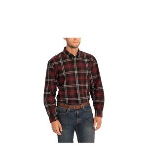Orvis Mens Plaid Classic Collection Button Down Shirt Burgundy Size M Fall Work